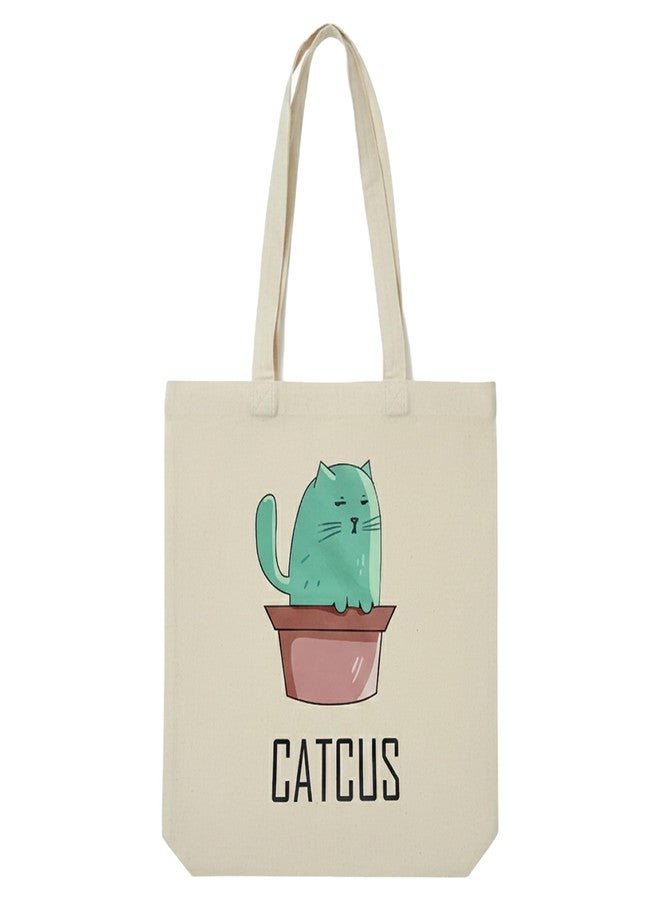WRAPZY Premium Canvas Tote Bag for Women|Eco-Friendly, Reusable Tote Bag|Handbag for Women| Durable Shoulder Bag for Grocery, Travel, Work, School & Everyday Use | 16x14” (CATCUS, One Size) - Image 1